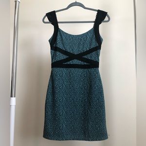 Turquoise leopard print free people mini dress size small